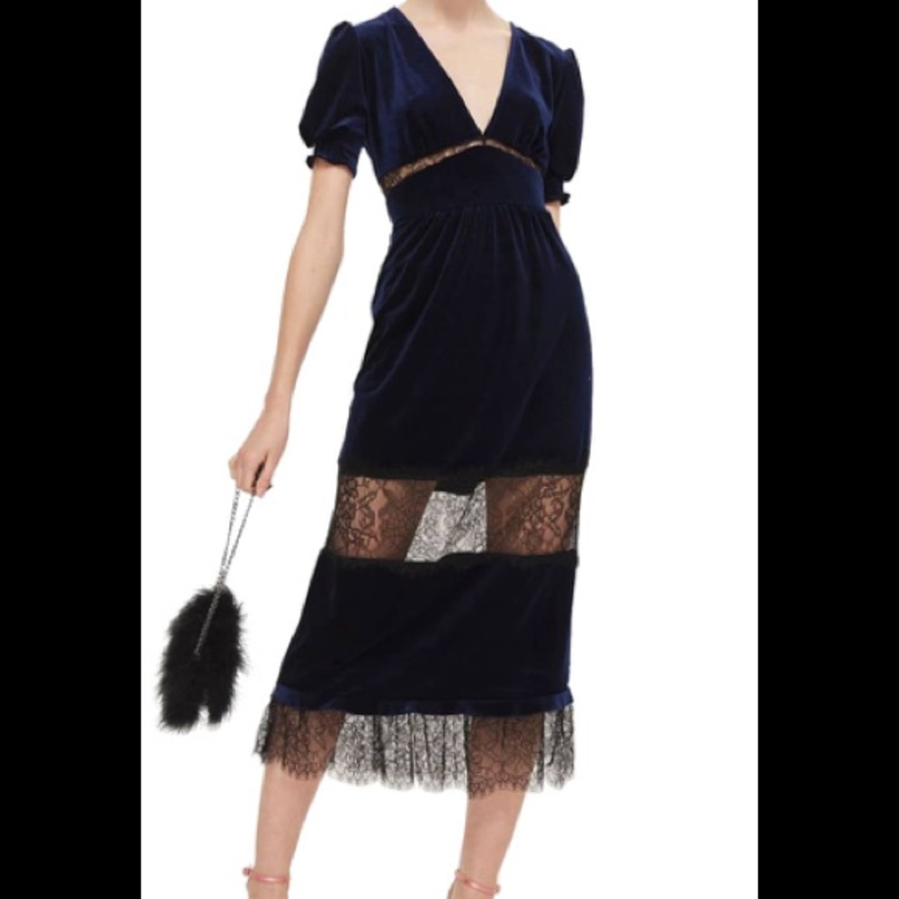 ❌SOLD❌ Topshop navy blue velvet dress